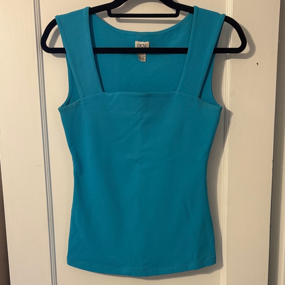 Cache Bright Turquoise Square Neck Tank